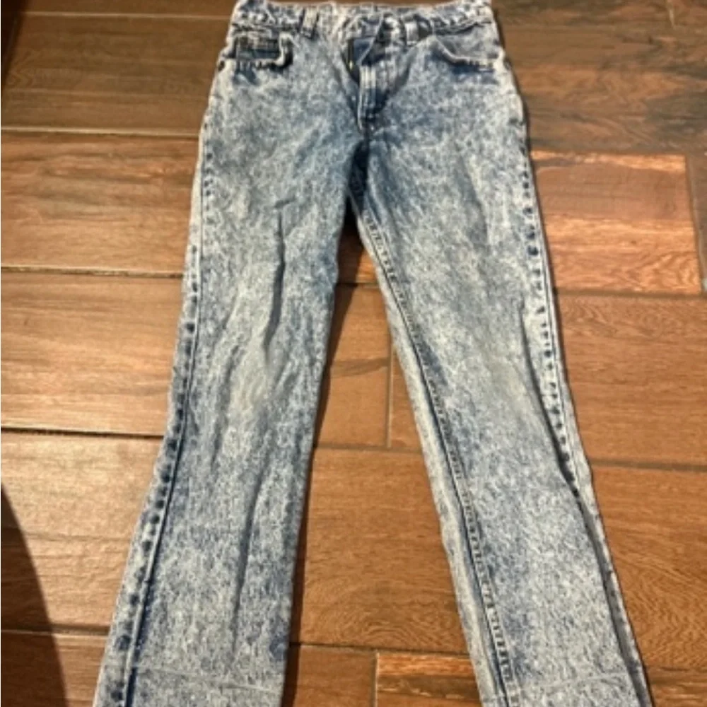 Women's Acid Wash Flared Jeans - Light Blue
